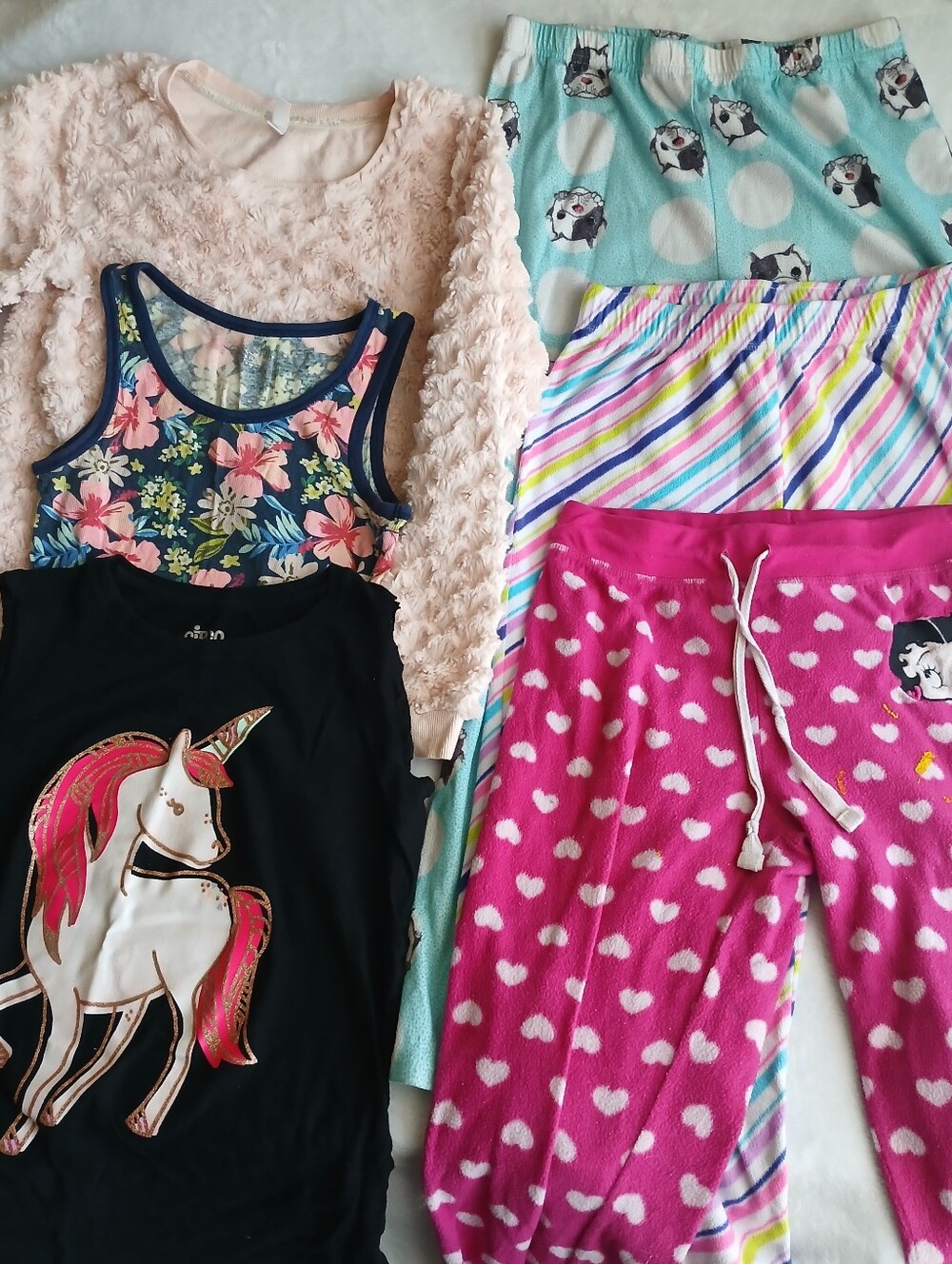 Lot Of Girl's Size Lg/XL 3 Tops 3, Pj Pants